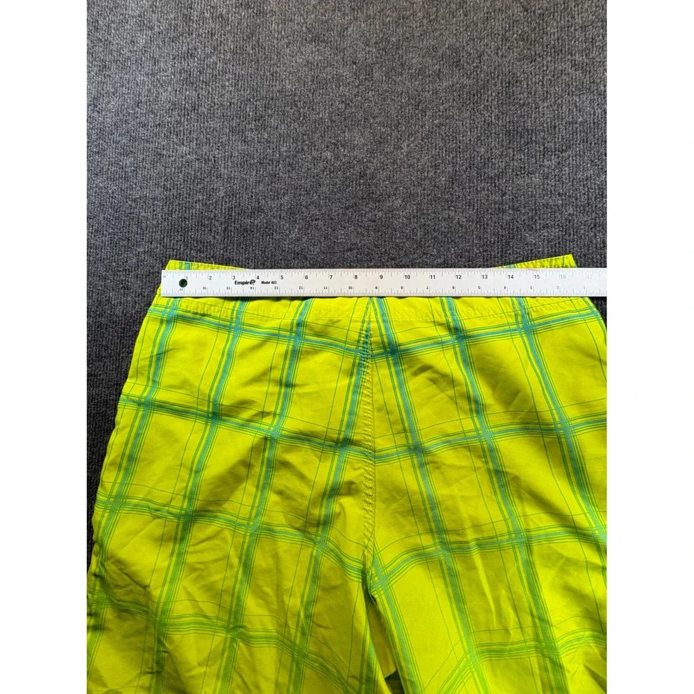 Hurley Texas Tech Red Raiders Board Shorts Mens 33 Neon Lime Green Plaid Cargo